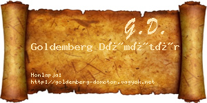 Goldemberg Dömötör névjegykártya
